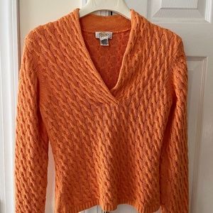 Talbots V Neck Cable Sweater, Petite Medium